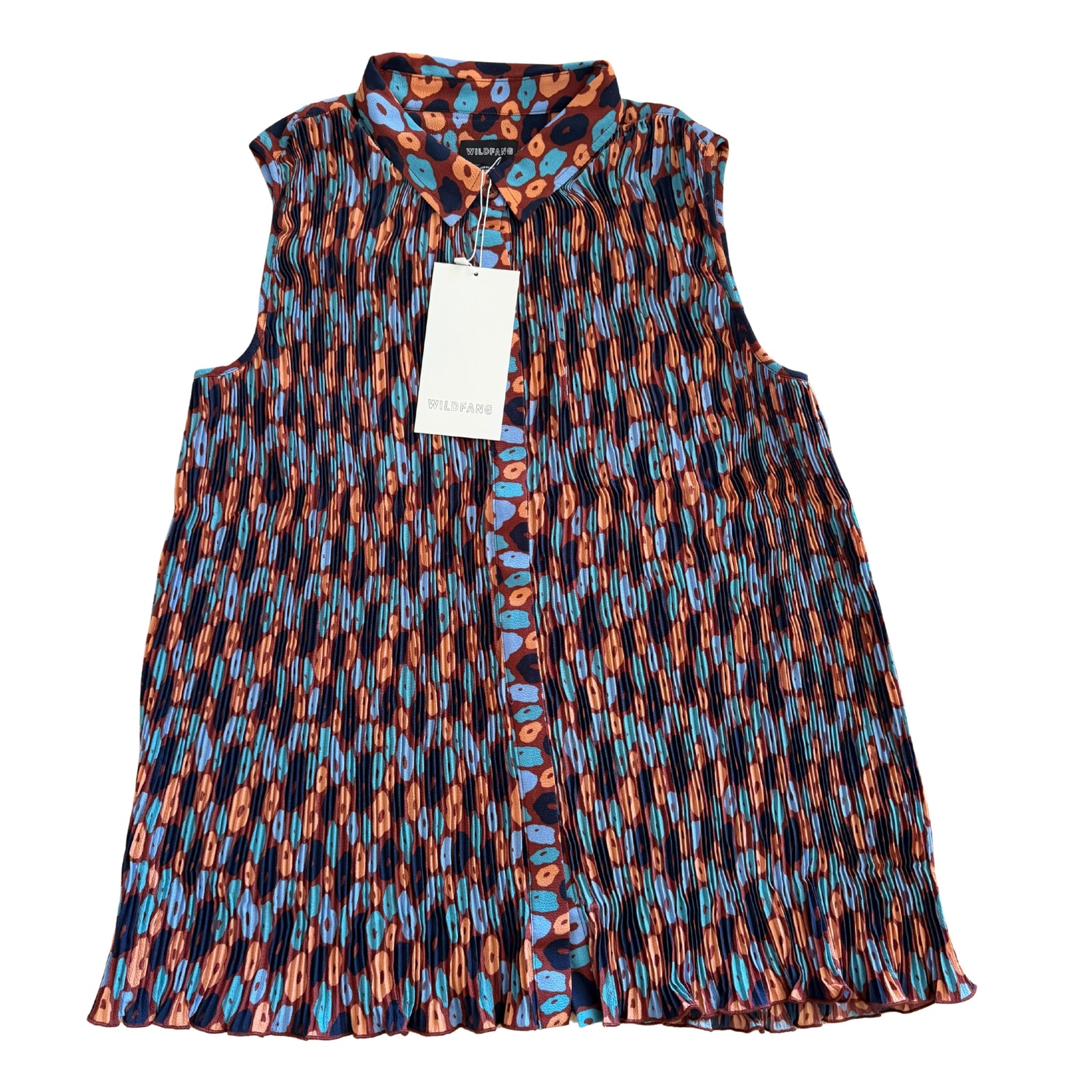 Wildfang Empower Plisse Floral Sleeveless Blouse M Nwt $98 — image 2 of 7
